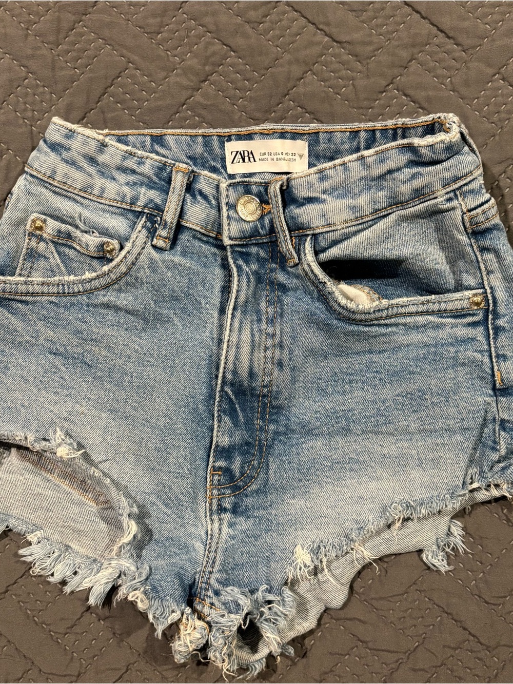 ZARA Light Blue Distressed Cutoff Denim Shorts